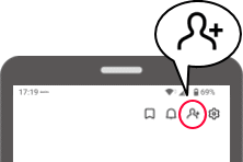 友だち追加のマークを押す><br>
        右上の「友だち追加」アイコンをタップします<br>
        <br>
        <br>
        <br>
        <br>
        <br>
        <br>
        <br>
        <img src=